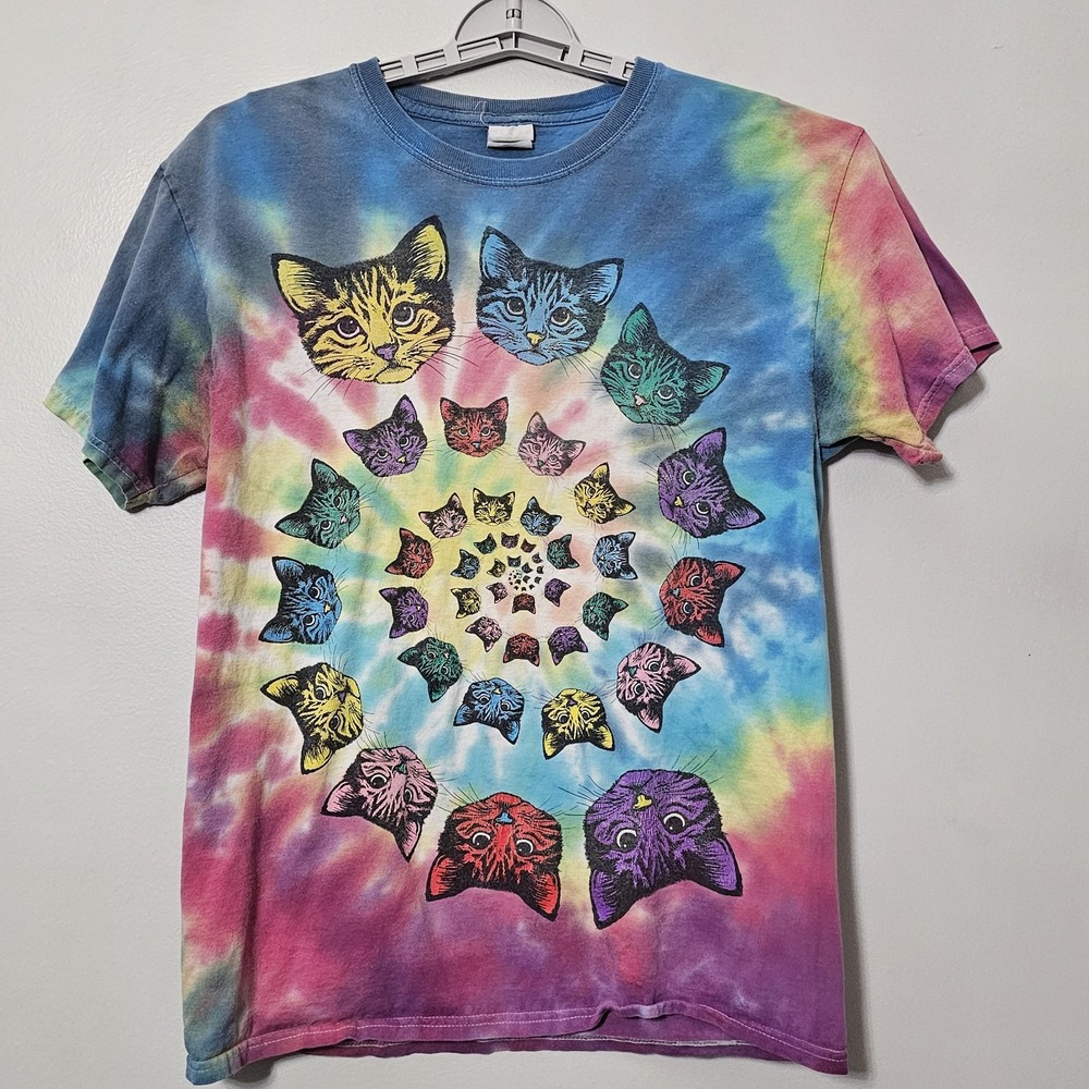 VTG Y2K Grateful Dead Tie Dye Cat T-Shirt Mens Size Medium Fruit of the Loom